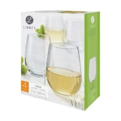 Libbey Vina 17oz Stemless White Wine Glasses | Set Of 4 -Libbey Sales Store 29403scr 018274bc898ed54